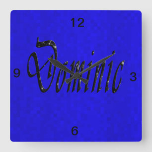 Dominic Name Logo, Square Wall Clock