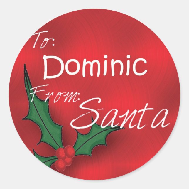 Dominic Personalized Holly Label41 Classic Round Sticker (Front)