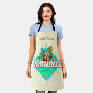 Dominica Caribbean Retro Vacation Vintage Island Apron