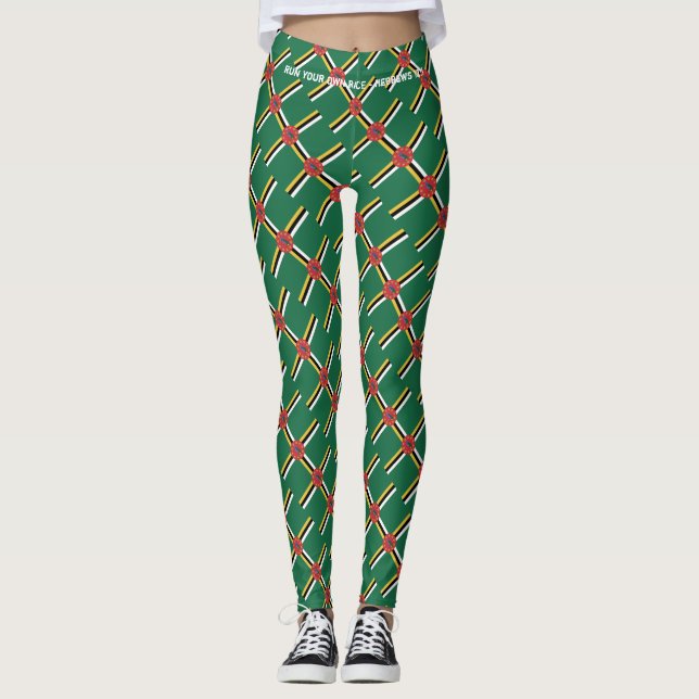 DOMINICA Christian Custom RUN YOUR OWN RACE Flag Leggings (Front)