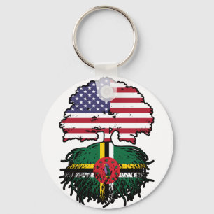Dominica Dominican American USA Tree Roots Flag Keychain