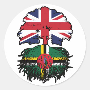 Dominica Dominican British UK Tree Roots Flag Classic Round Sticker