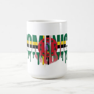 Dominica Drip Text   Caribbean Flag Design   Fan  Coffee Mug