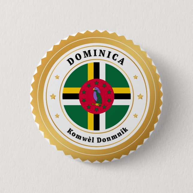Dominica Flag 2 Inch Round Button (Front)