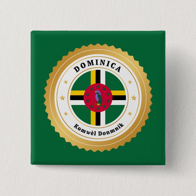 Dominica Flag 2 Inch Square Button (Front)