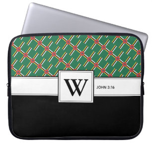 DOMINICA FLAG Christian Scripture Laptop Monogram Sleeve