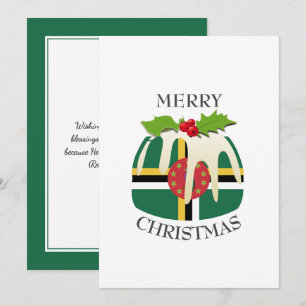 DOMINICA FLAG   Christmas Pudding   Festive Holiday Card