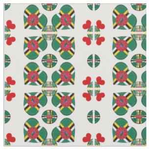 Dominica Flag & Dominica Heart fashion Fabric