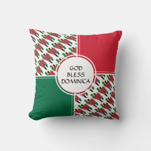 DOMINICA Flag GOD BLESS Patriotic Throw Pillow