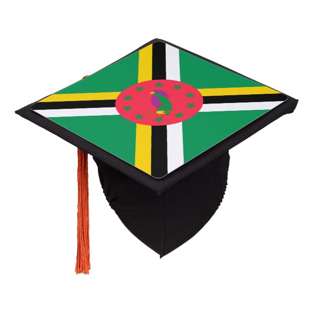 Dominica flag graduation cap topper (Angled)