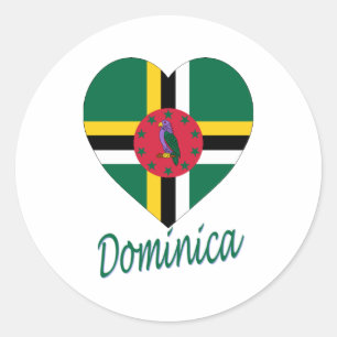 Dominica Flag Heart Classic Round Sticker