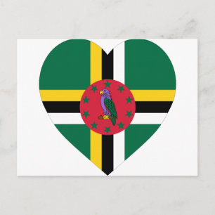 Dominica Flag Heart Postcard