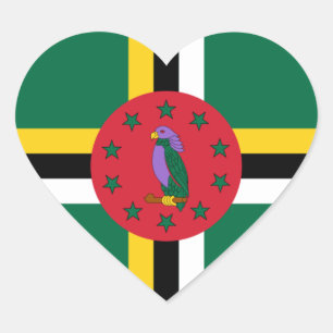 Dominica Flag Heart Sticker