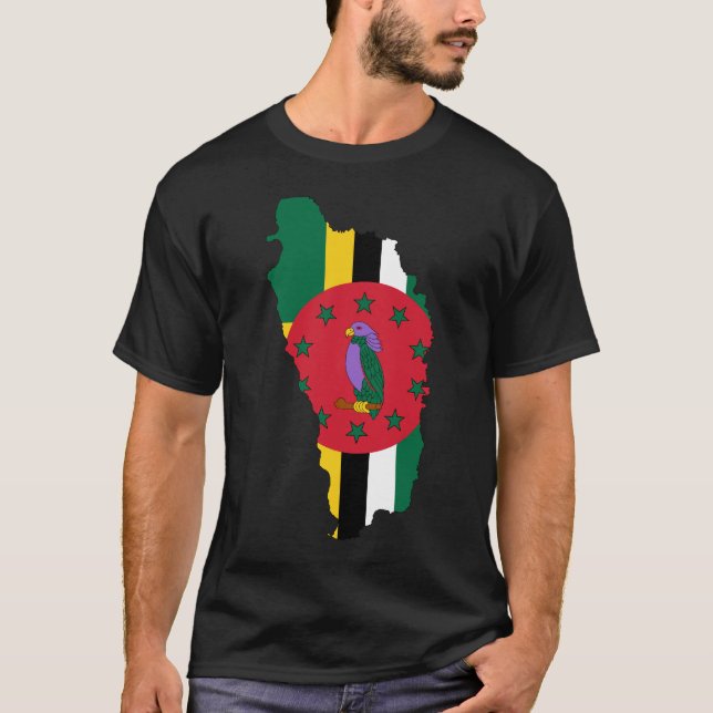 Dominica Flag map DM T-Shirt (Front)
