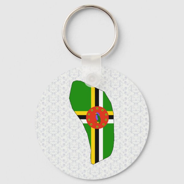 Dominica Flag Map full size Keychain (Front)