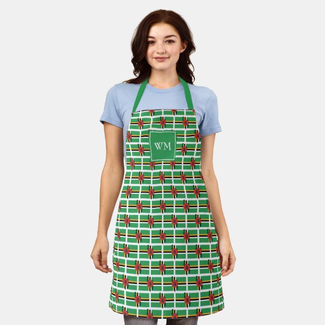 DOMINICA FLAG MAP | Monogram | Dominican | Green Apron (Worn)