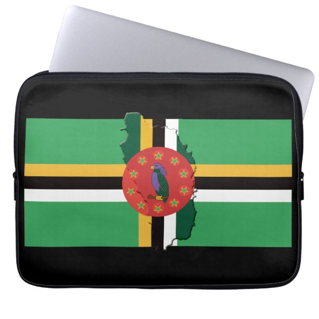 DOMINICA Flag Map Patriotic BLACK Laptop Sleeve (Front)
