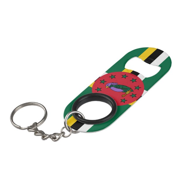 Dominica Flag Mini Bottle Opener (Front Angled)