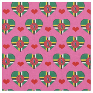 Dominica Flag Red Heart fashion Fabric/Dominica Fabric