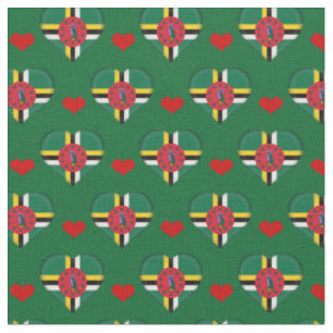 Dominica Flag Red Heart fashion Fabric/Dominica Fabric