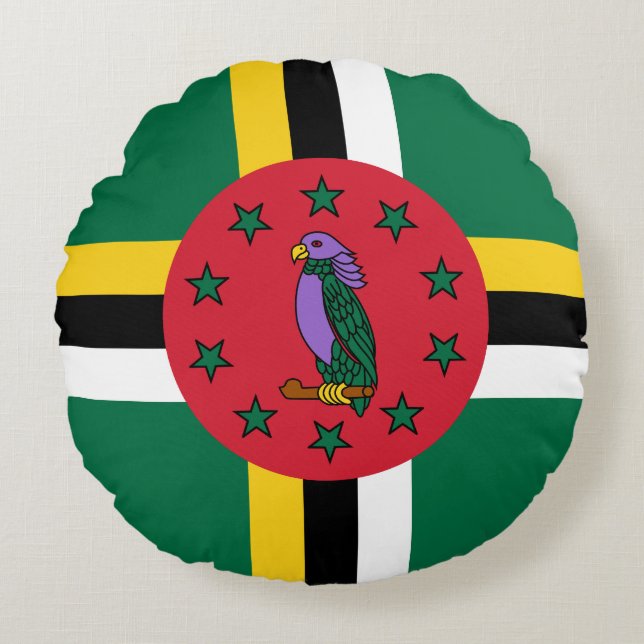 Dominica Flag Round Pillow (Front)