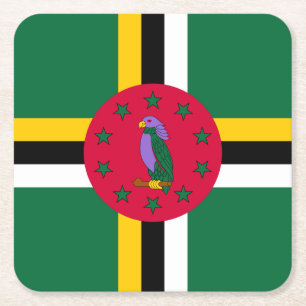 Dominica Flag Square Paper Coaster