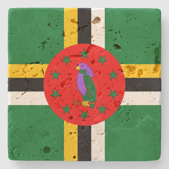 Dominica Flag Stone Coaster (Front)