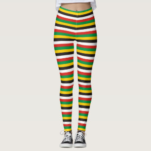 Dominica guyana flag stripes country line pattern  leggings