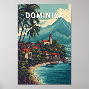 Dominica Illustration Travel Art Vintage Poster