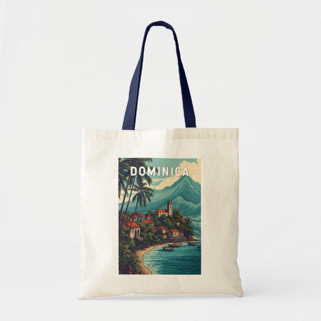 Dominica Illustration Travel Art Vintage Tote Bag (Front)