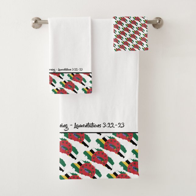 DOMINICA MAP God's Mercies Customized Scripture Bath Towel Set (Insitu)