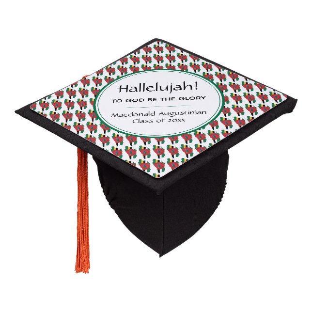 DOMINICA Map Patriotic Graduate Custom HALLELUJAH Graduation Cap Topper (Angled)