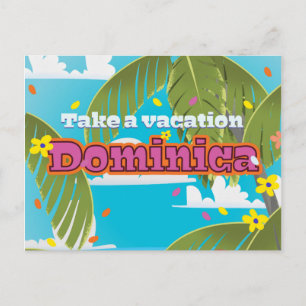 Dominica retro travel poster. postcard