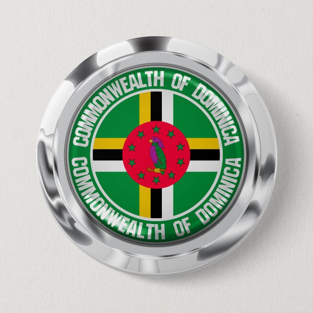Dominica Round Emblem 3 Inch Round Button (Front)