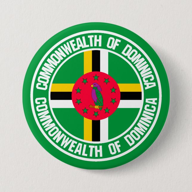 Dominica Round Emblem 3 Inch Round Button (Front)