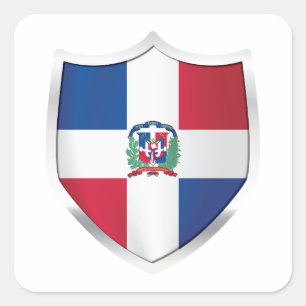 Dominica Silver Shield Flag Square Sticker