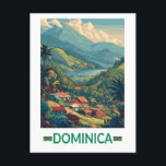 Dominica Travel Art Vintage Postcard<br><div class="desc">Dominica in a vector art style. From hiking to the Boiling Lake to snorkelling at Champagne Reef,  Dominica offers a truly wild and unforgettable island adventure.</div>