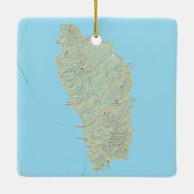 Dominica West Indies Map Ceramic Ornament (Back)