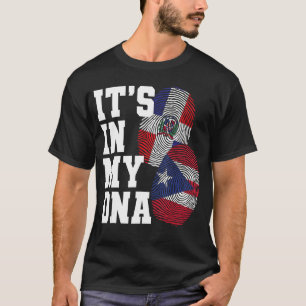 Dominican And Puerto Rican DNA Heritage Flag Gift T-Shirt