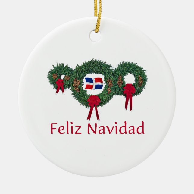 Dominican Christmas 2 Ceramic Ornament (Front)
