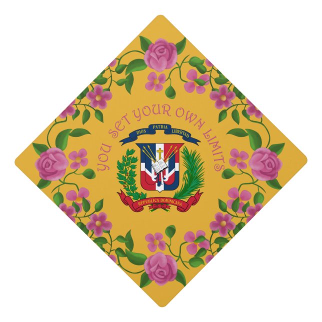 Dominican coat of arms graduation cap topper (Front)