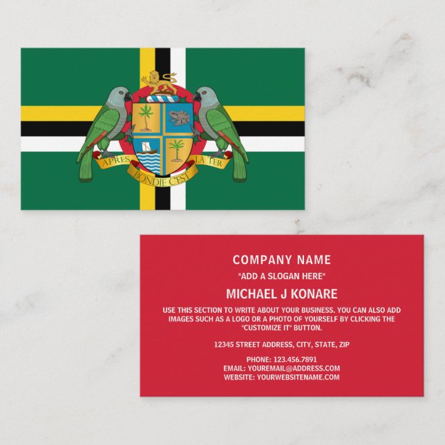 Dominican Flag & Coat of Arms, Flag of Dominica Business Card (Front/Back)