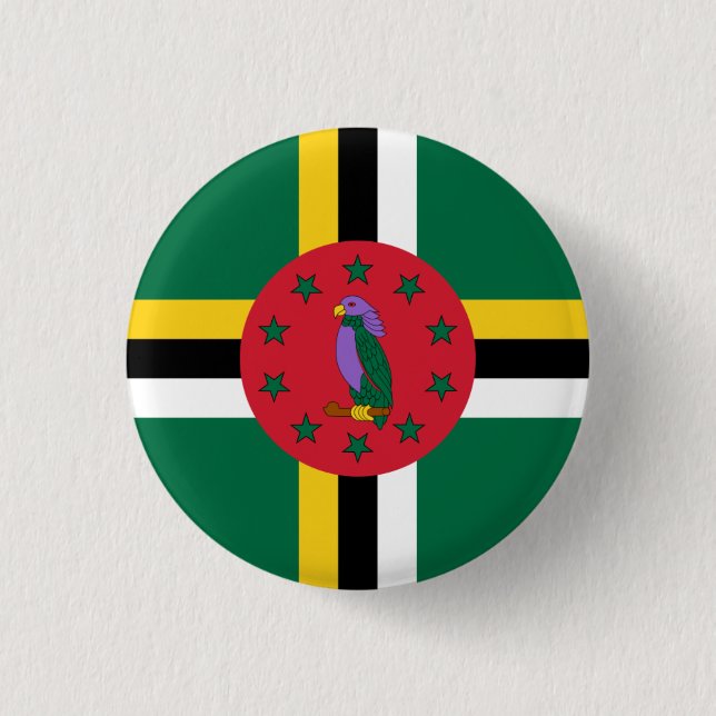 Dominican Flag, Flag of Dominica 1 Inch Round Button (Front)