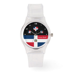Dominican Flag watch, Hearts, Dominican Republic Watch
