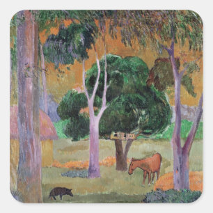 Dominican Landscape or Landscape with a Pig Square Sticker