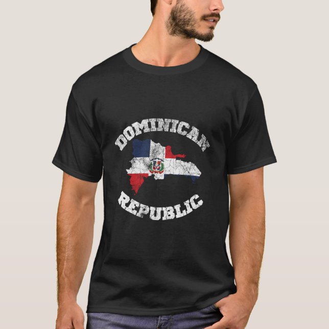 Dominican Map Dominican Flag Dominican Flag Map T-Shirt (Front)