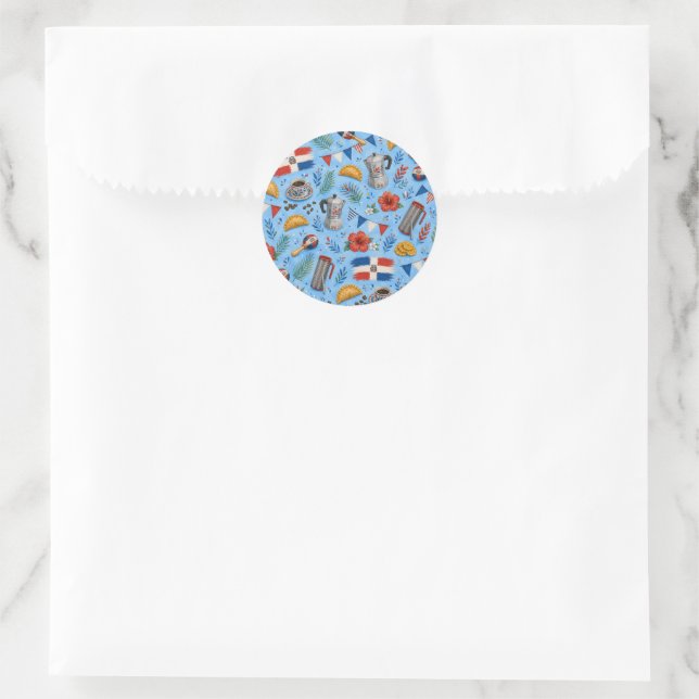 Dominican Party Pattern Classic Round Sticker (Bag)