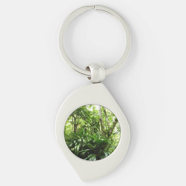 Dominican Rain Forest I Tropical Green Nature Keychain (Front)