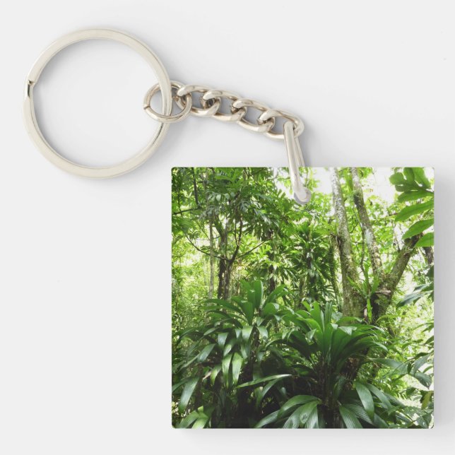 Dominican Rain Forest I Tropical Green Nature Keychain (Front)