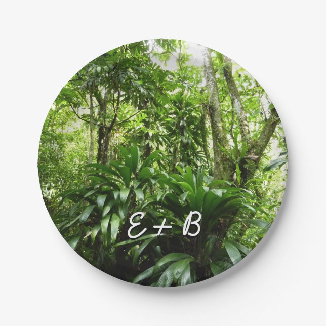 Dominican Rain Forest I Tropical Green Nature Paper Plate (Front)